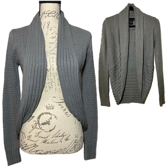 attention Sweaters - Attention Gray Knit Long Sleeve Cardigan Size Small